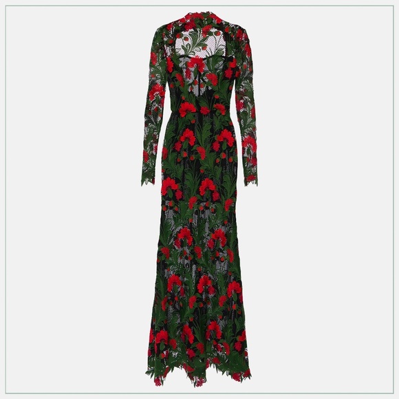 $8150 Oscar de la Renta 2024-25 Marbled Carnation Guipure Lace Runway Gown - Picture 13 of 16